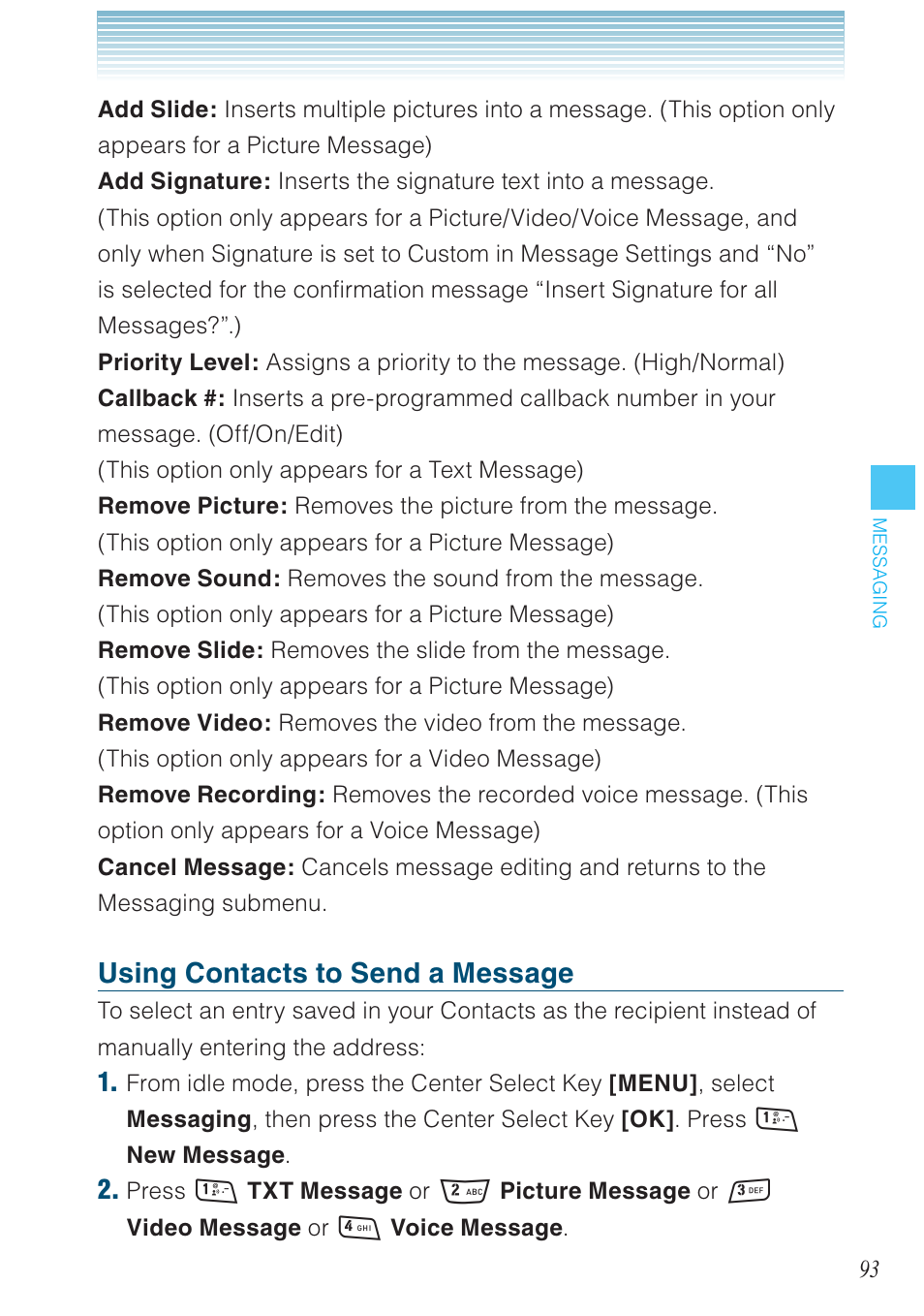 Using contacts to send a message | Casio G'zOne Rock User Manual | Page 94 / 201