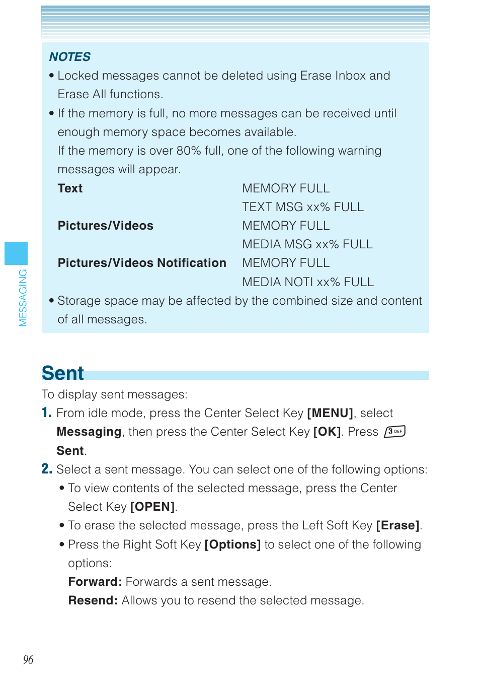 Sent | Casio G'zOne Rock User Manual | Page 97 / 201