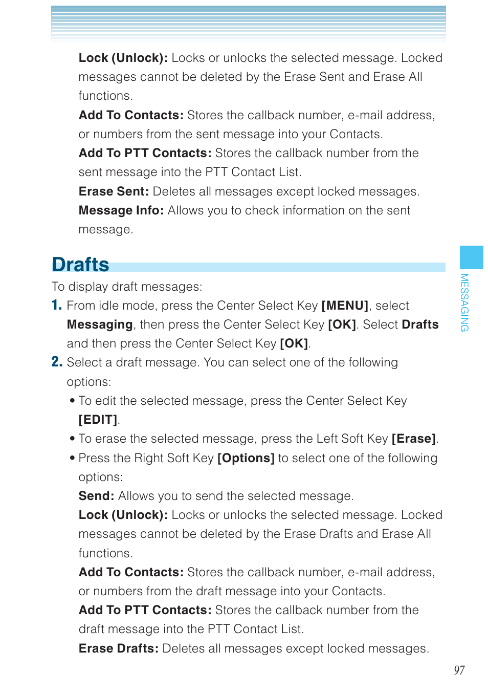 Drafts | Casio G'zOne Rock User Manual | Page 98 / 201