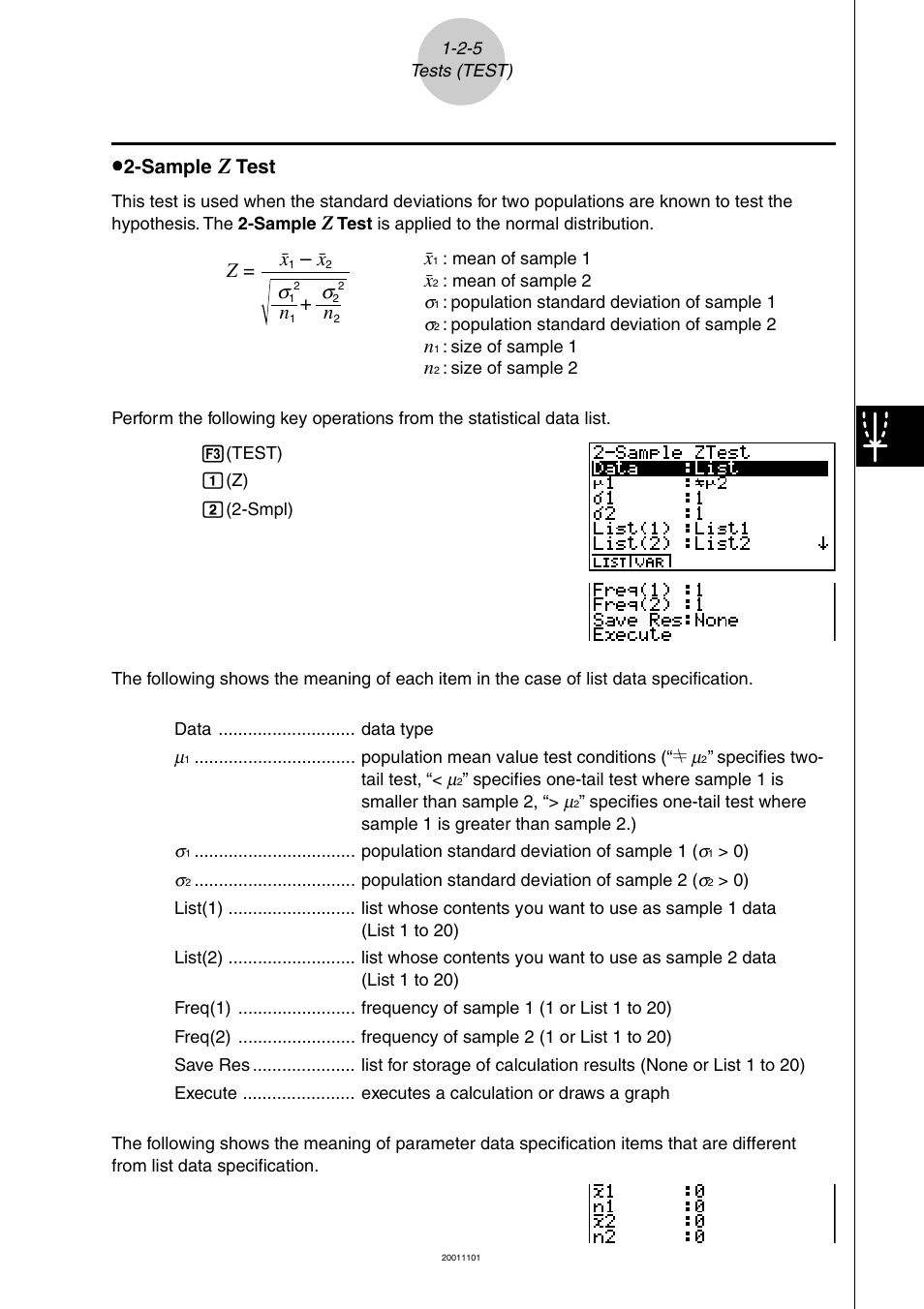 Uuu u u 2-sample, Test, Z= o | Casio ALGEBRA FX 2.0 PLUS User Manual | Page 14 / 67