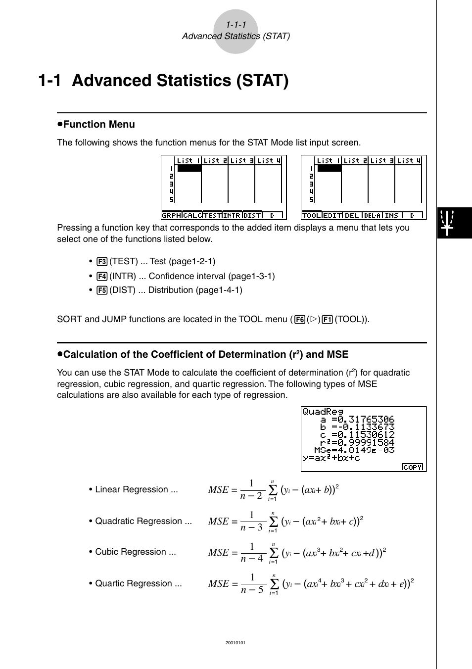 1 advanced statistics (stat) | Casio ALGEBRA FX 2.0 PLUS User Manual | Page 6 / 67