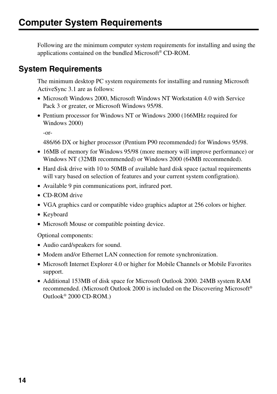 Computer system requirements, System requirements | Casio IT-700/70 User Manual | Page 16 / 63