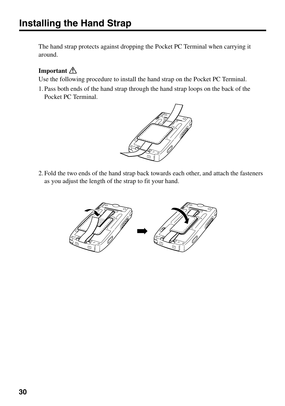 Installing the hand strap | Casio IT-700/70 User Manual | Page 32 / 63