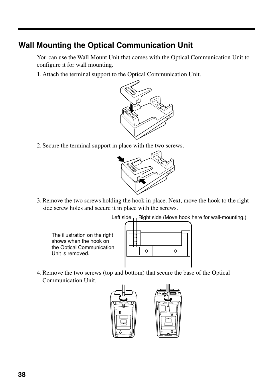 Wall mounting the optical communication unit | Casio IT-700/70 User Manual | Page 40 / 63