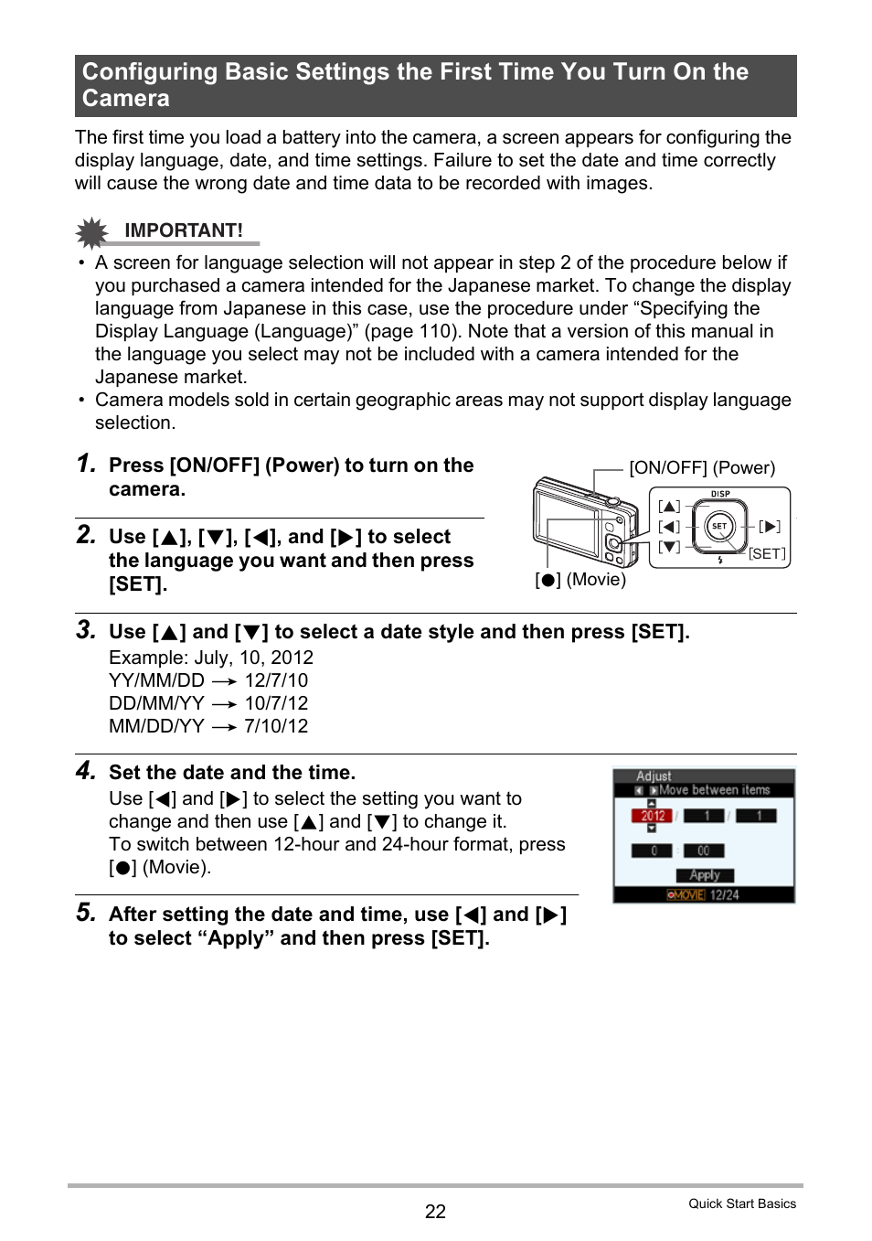 Casio EXILIM EX-ZS5 User Manual | Page 22 / 142