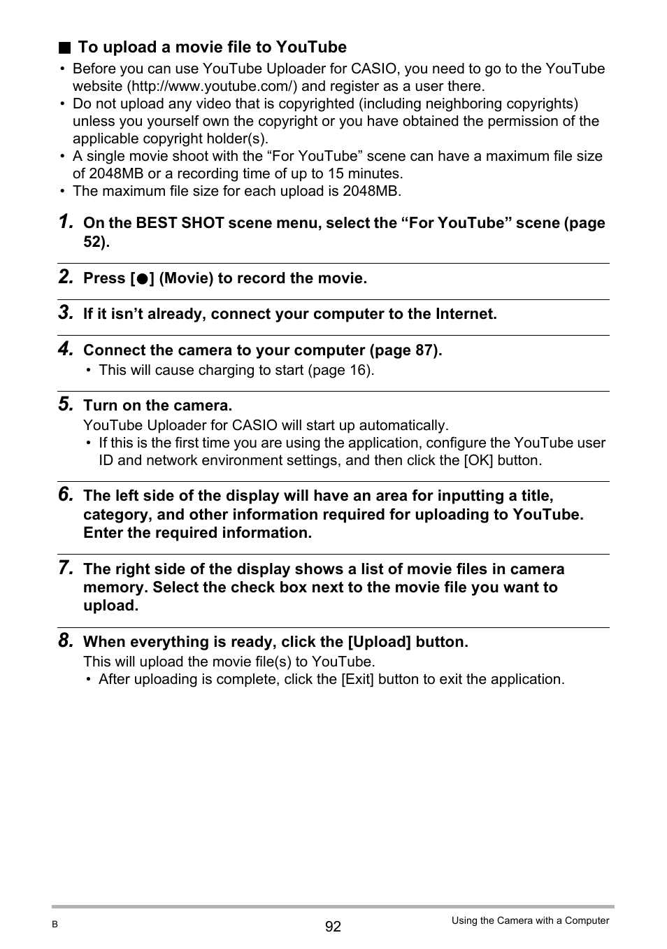 Casio EXILIM EX-ZS5 User Manual | Page 92 / 142