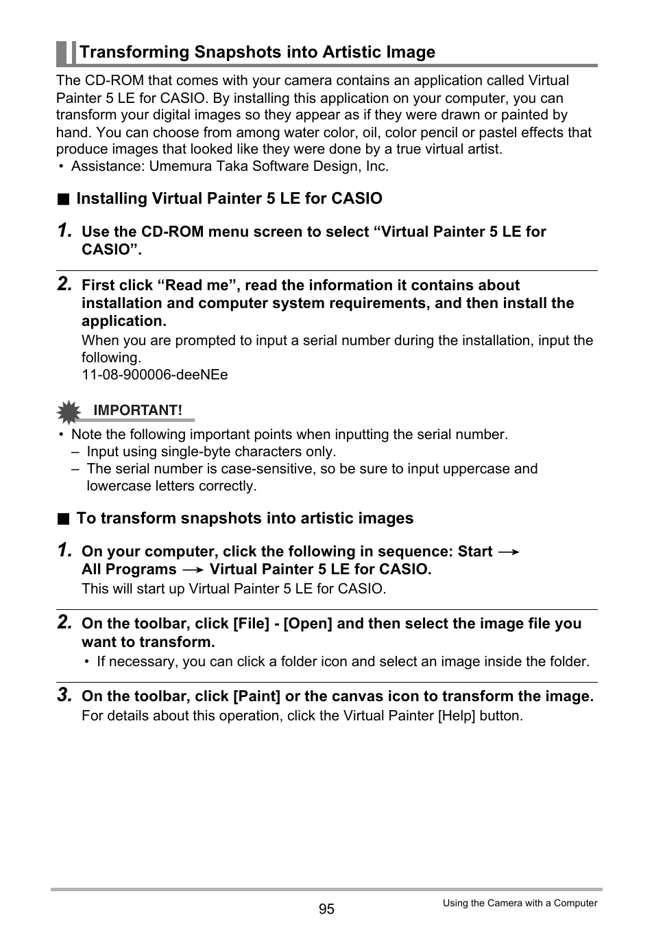 Transforming snapshots into artistic image, E 95) | Casio EXILIM EX-ZS5 User Manual | Page 95 / 142