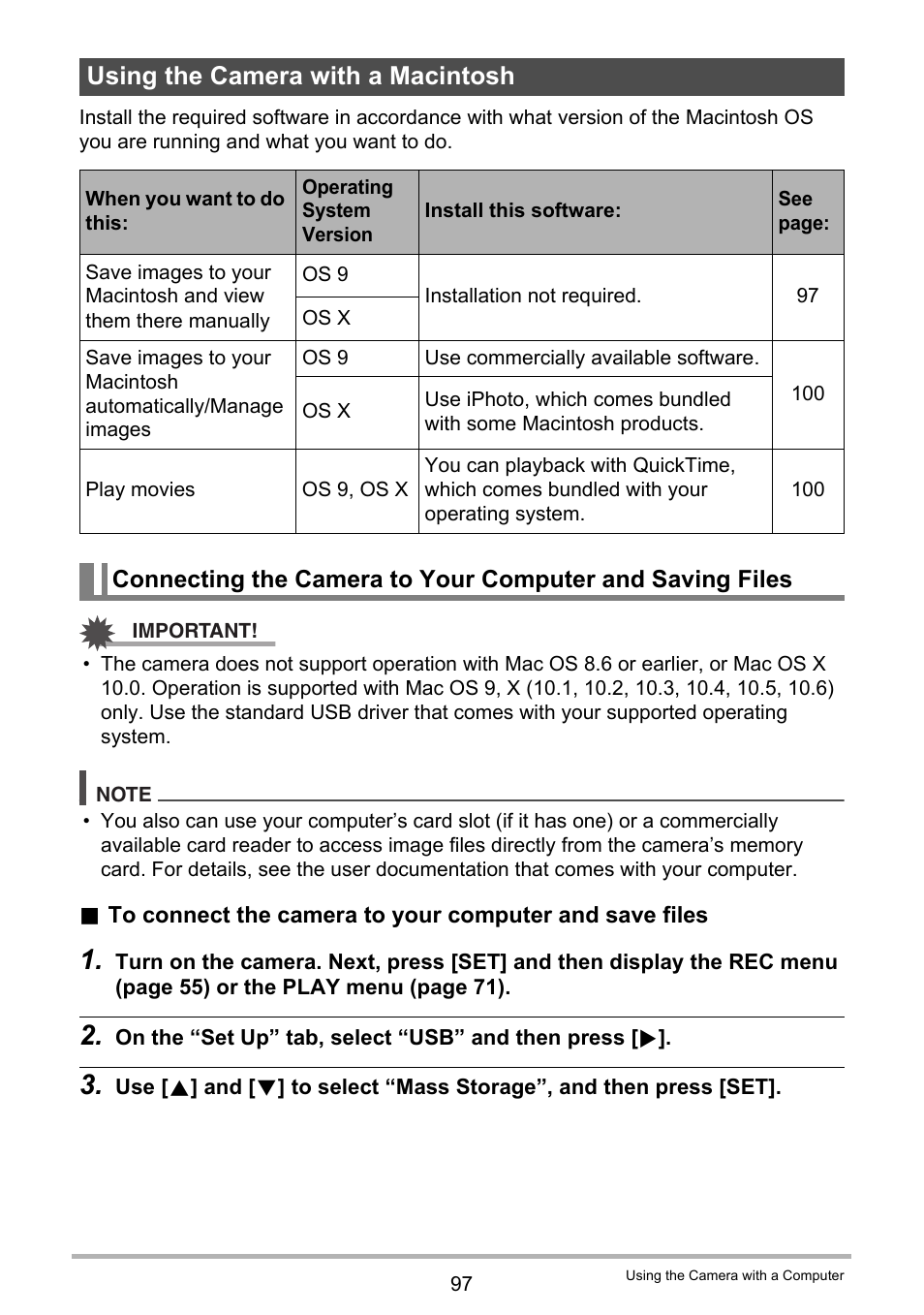 Using the camera with a macintosh | Casio EXILIM EX-ZS5 User Manual | Page 97 / 142