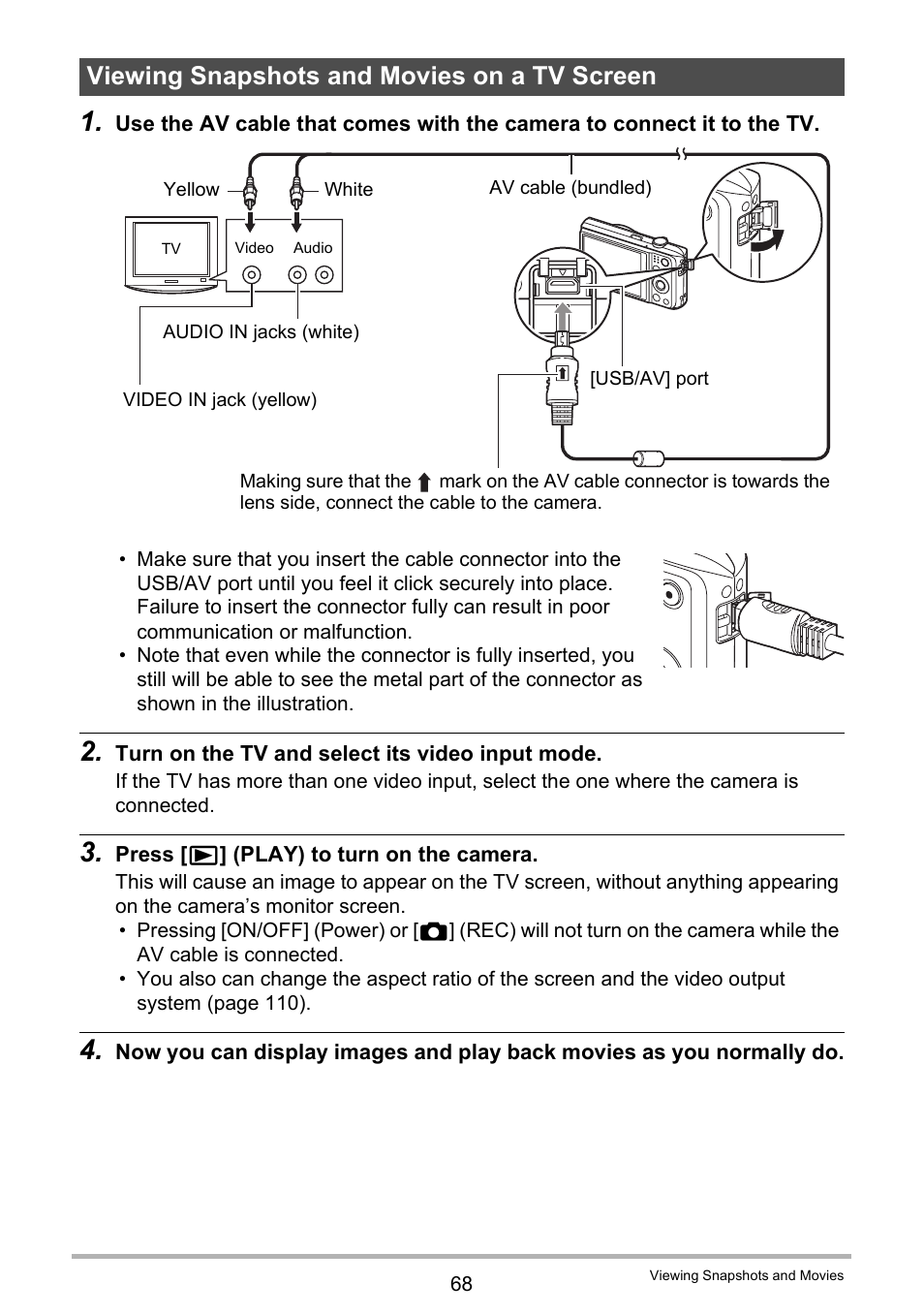 Viewing snapshots and movies on a tv screen | Casio EXILIM EX-ZS100 User Manual | Page 68 / 139