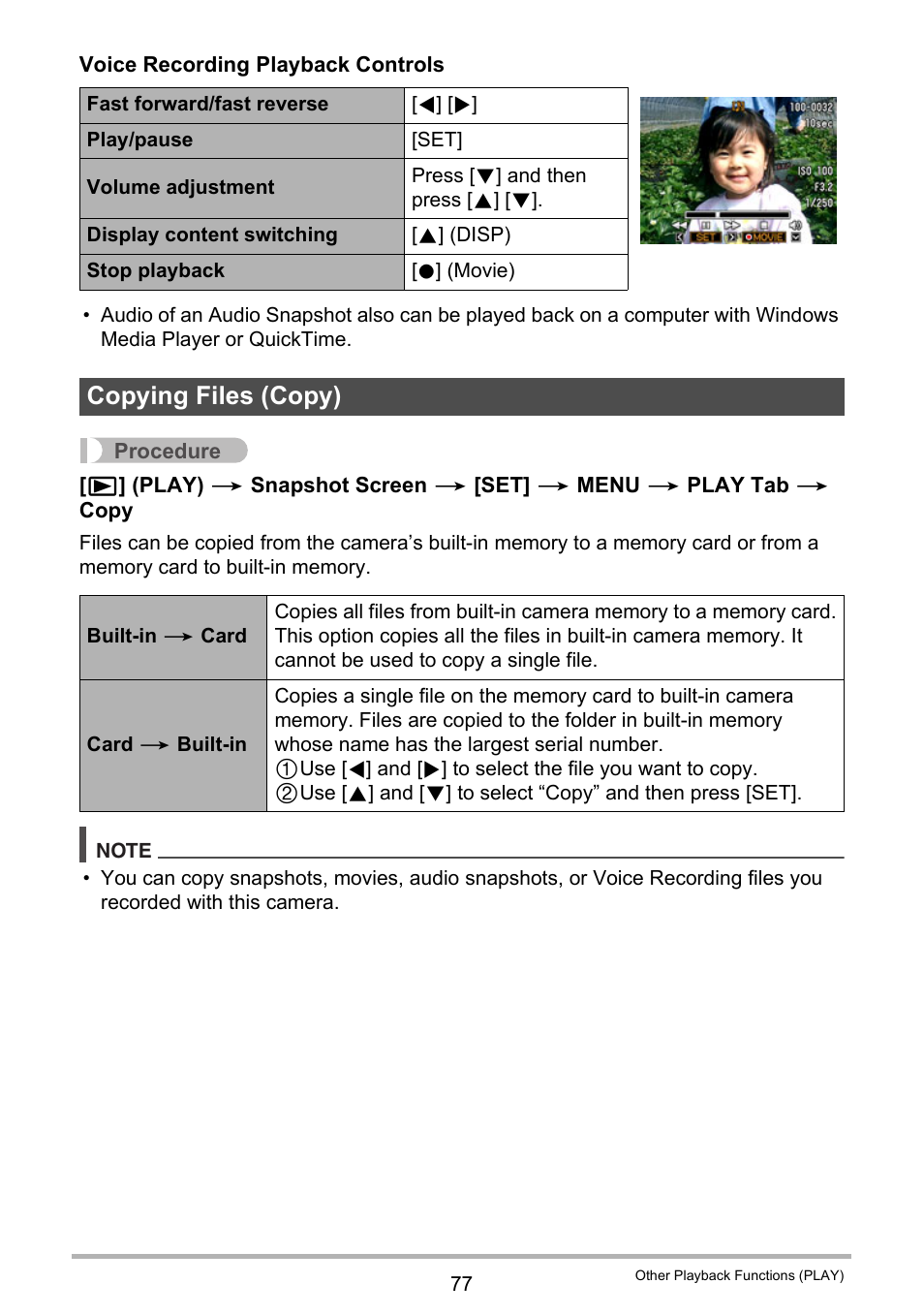 Copying files (copy) | Casio EXILIM EX-ZS100 User Manual | Page 77 / 139