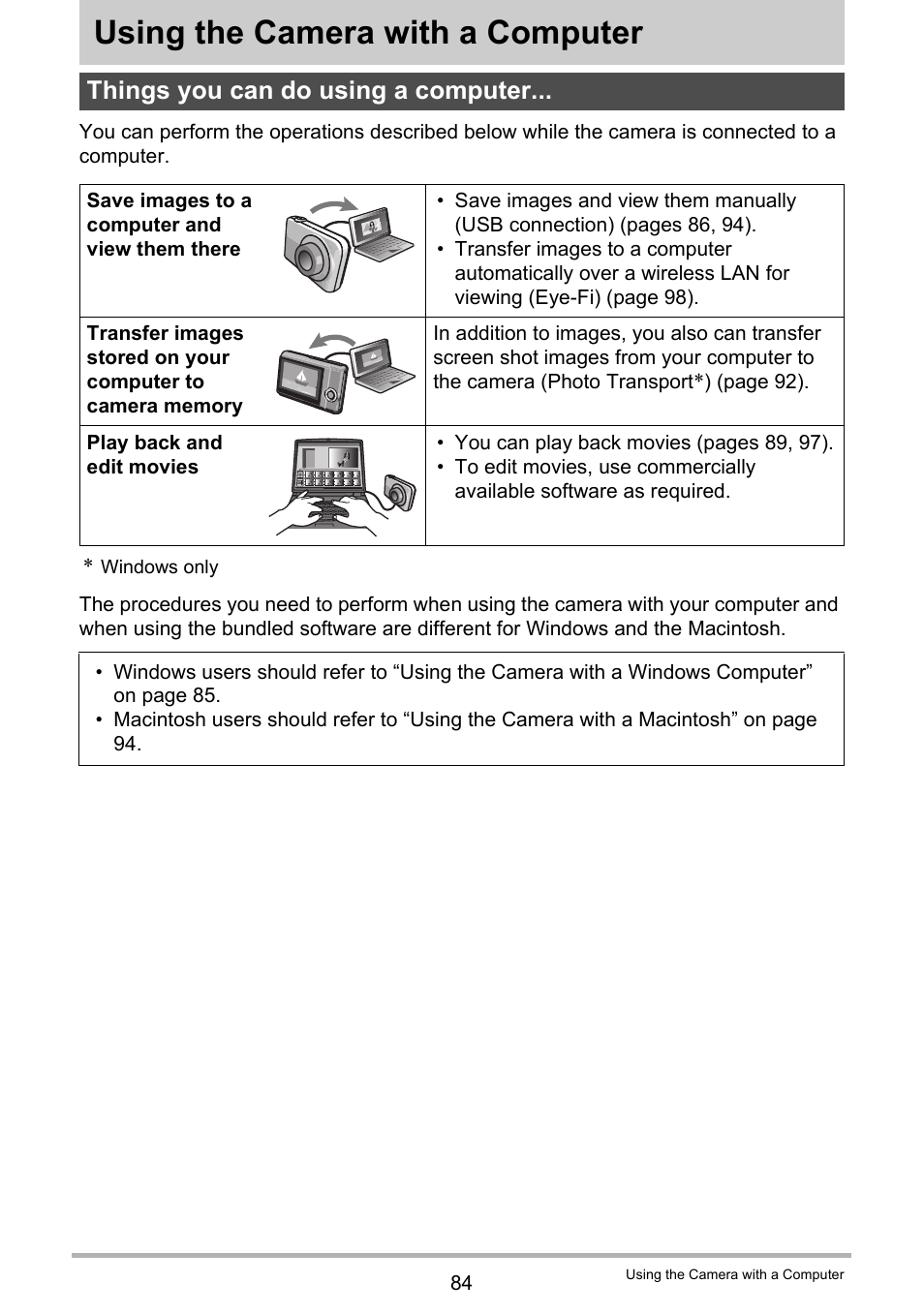 Using the camera with a computer, Things you can do using a computer | Casio EXILIM EX-ZS100 User Manual | Page 84 / 139