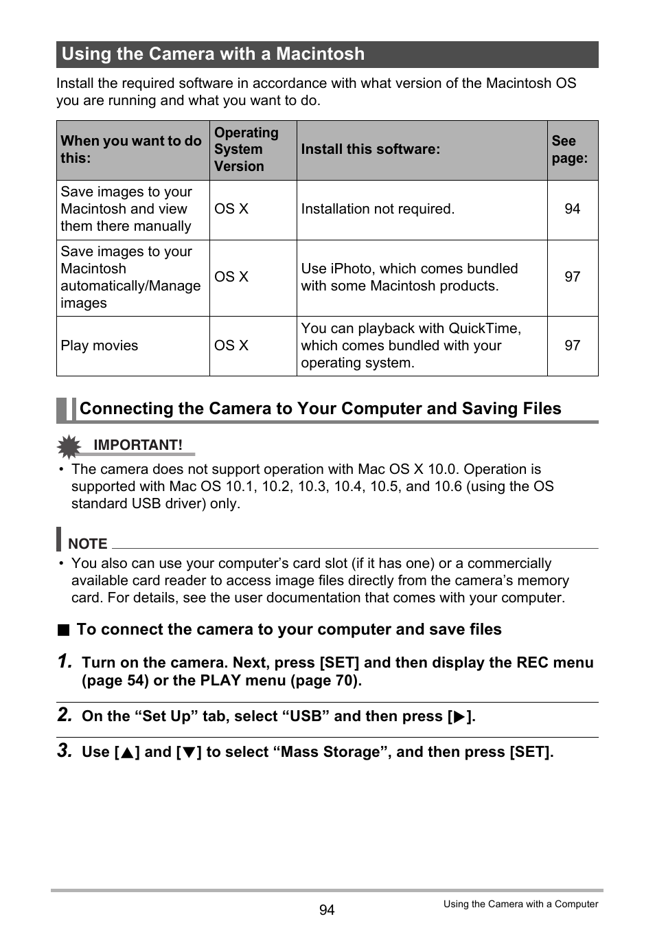 Using the camera with a macintosh | Casio EXILIM EX-ZS100 User Manual | Page 94 / 139