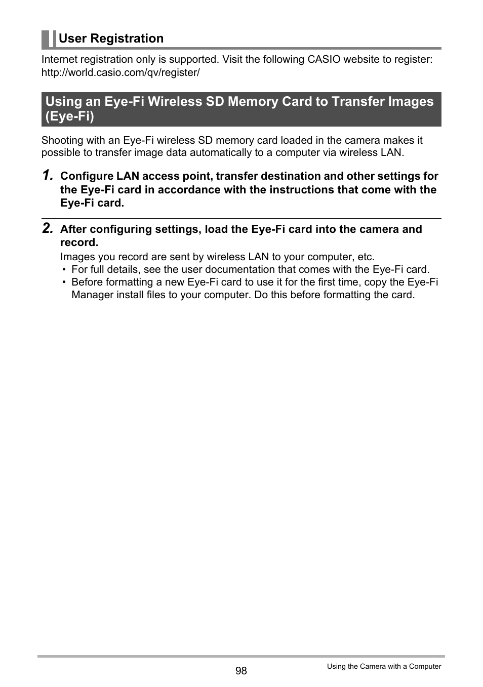 User registration | Casio EXILIM EX-ZS100 User Manual | Page 98 / 139