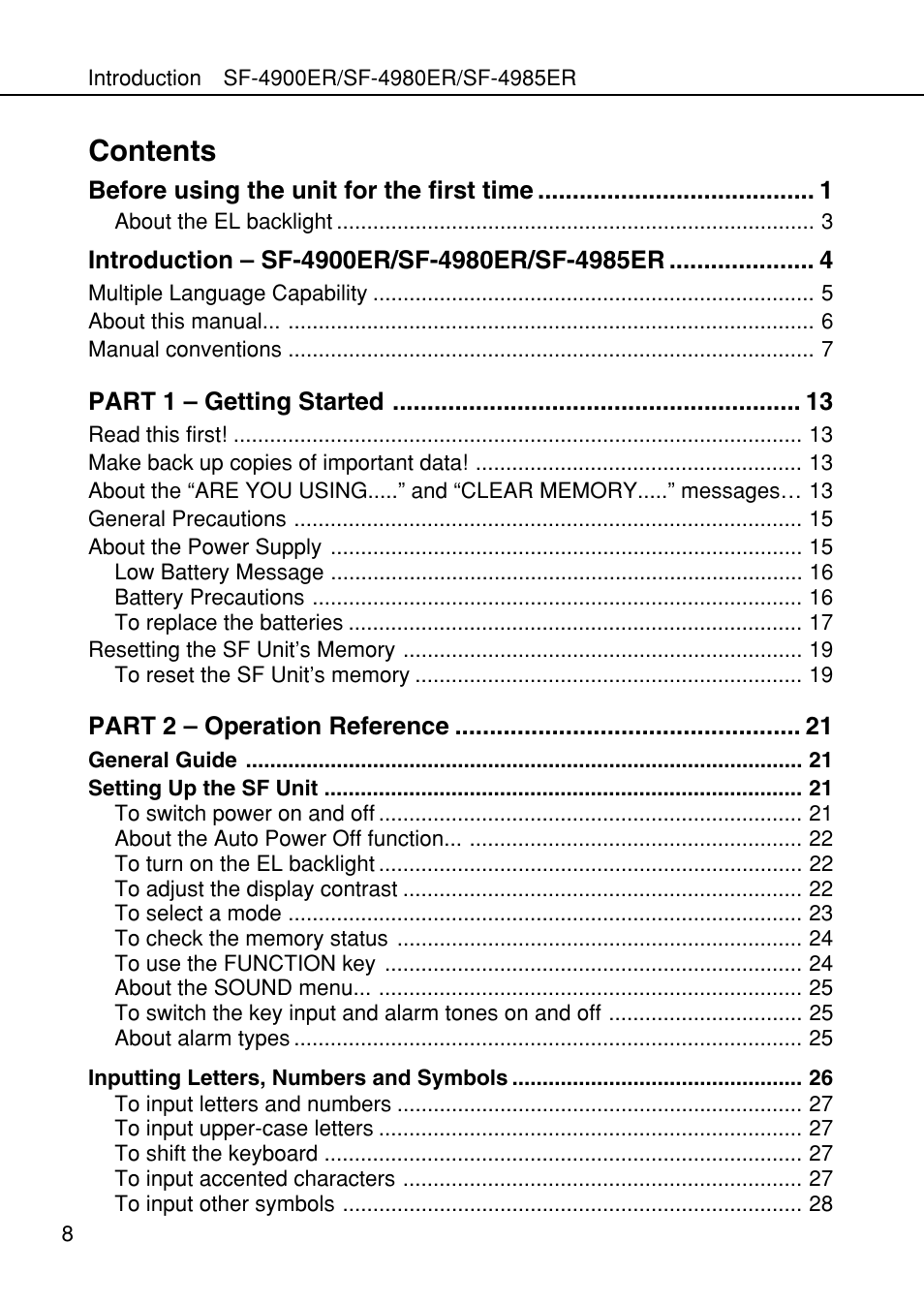 Casio SF-4985ER User Manual | Page 10 / 118