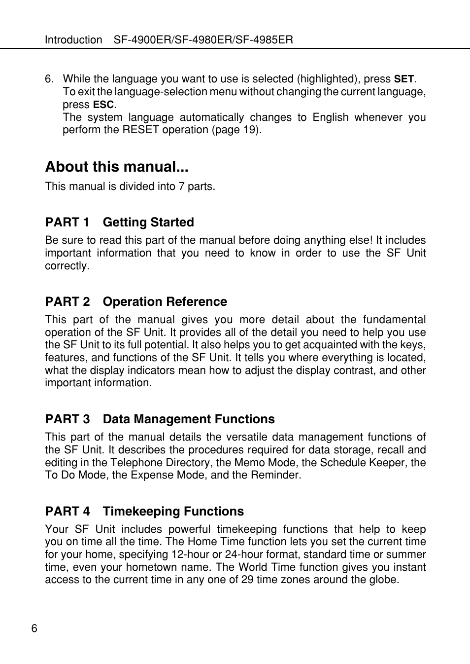 About this manual | Casio SF-4985ER User Manual | Page 8 / 118