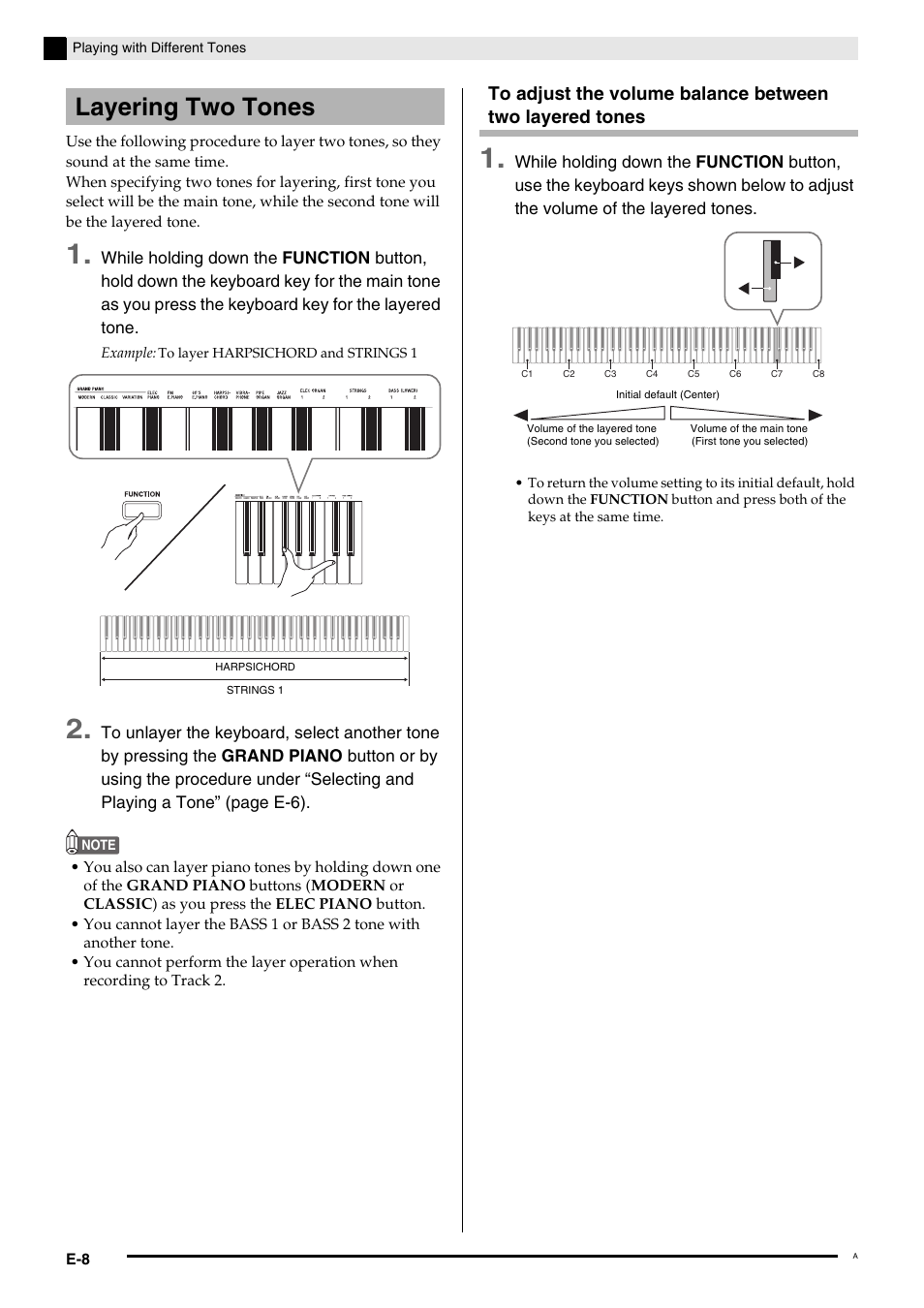 Layering two tones | Casio Privia MA1001-B User Manual | Page 10 / 41