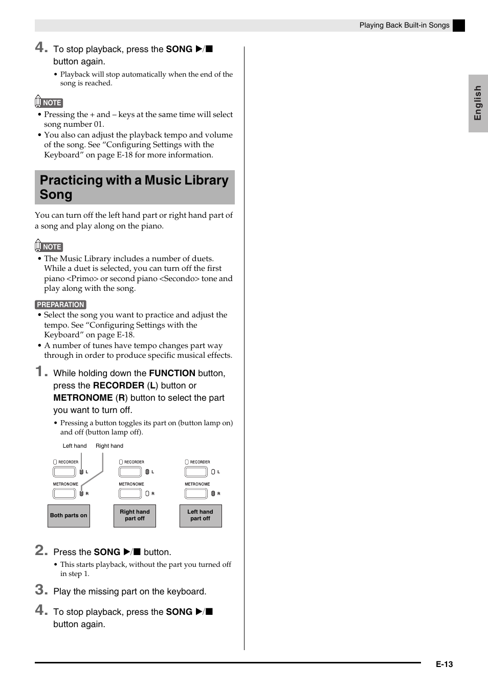 Practicing with a music library song | Casio Privia MA1001-B User Manual | Page 15 / 41