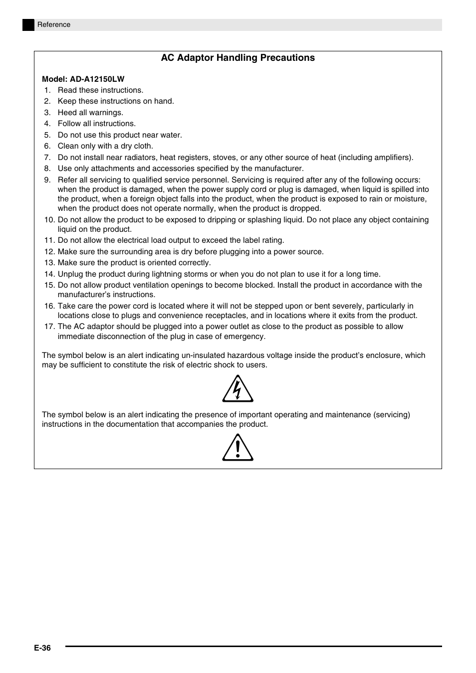 Casio Privia MA1001-B User Manual | Page 38 / 41