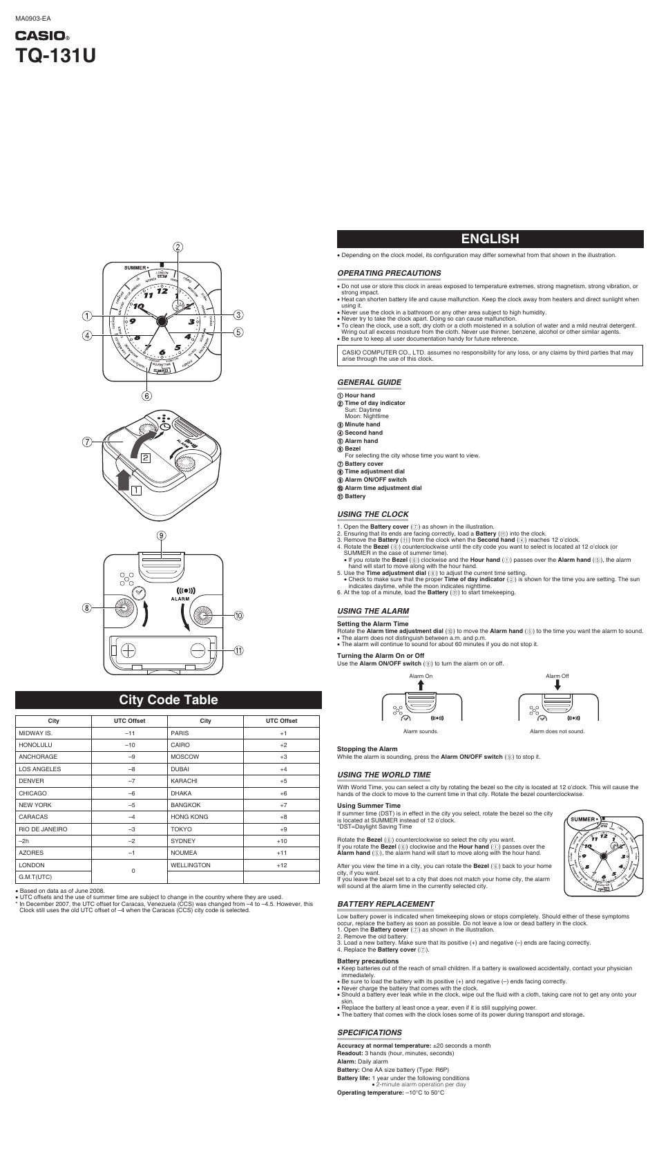 Casio TQ-131U User Manual | 1 page