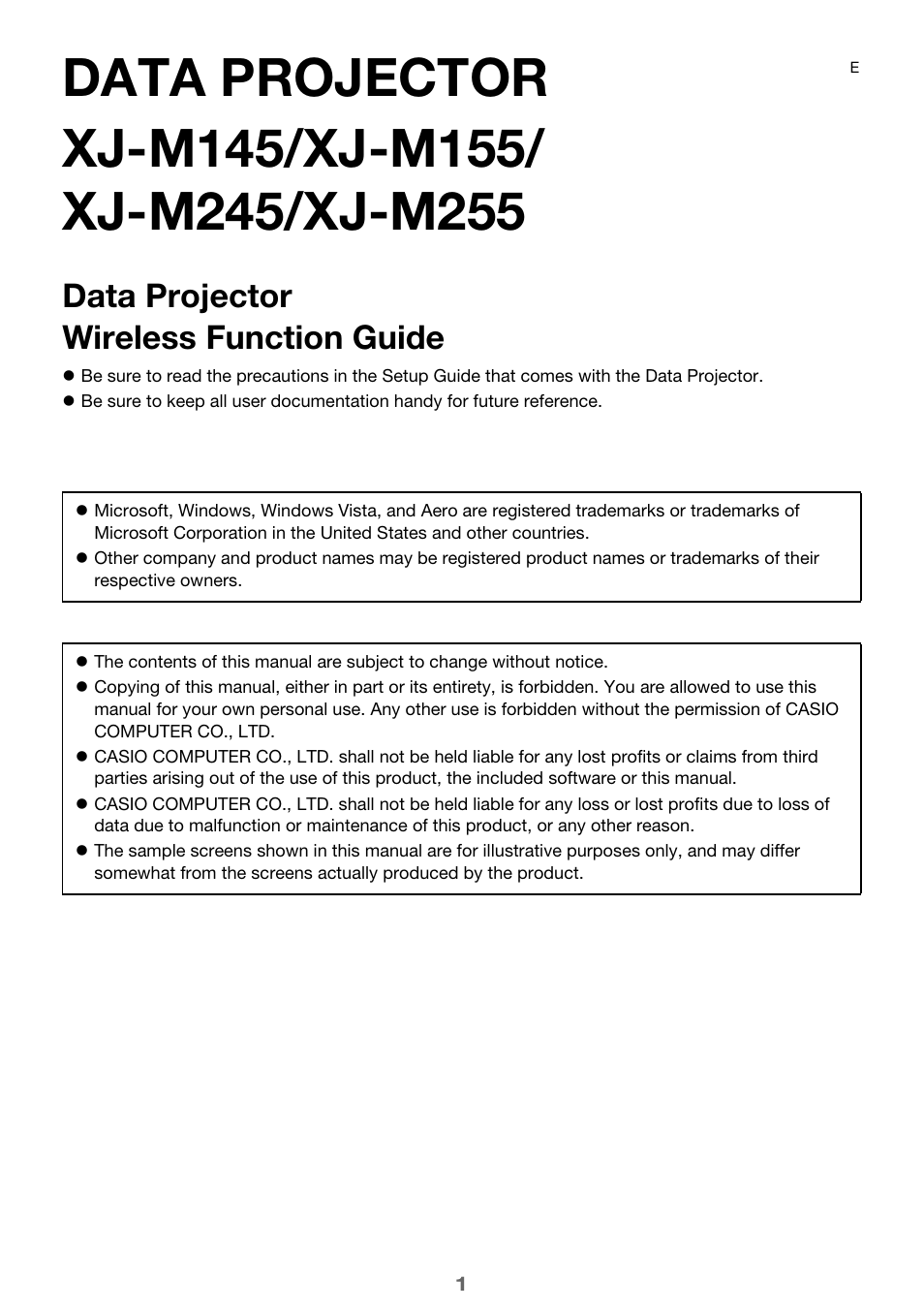 Casio XJ-M255 User Manual | 47 pages