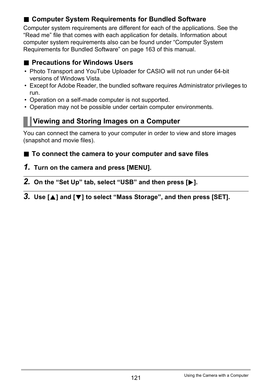 Viewing and storing images on a computer | Casio EX-Z400  EN User Manual | Page 121 / 202