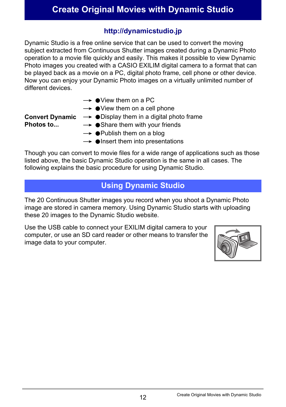 Create original movies with dynamic studio, Using dynamic studio | Casio EX-Z400  EN User Manual | Page 192 / 202