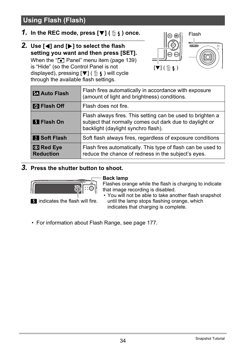 Using flash (flash) | Casio EX-Z400  EN User Manual | Page 34 / 202