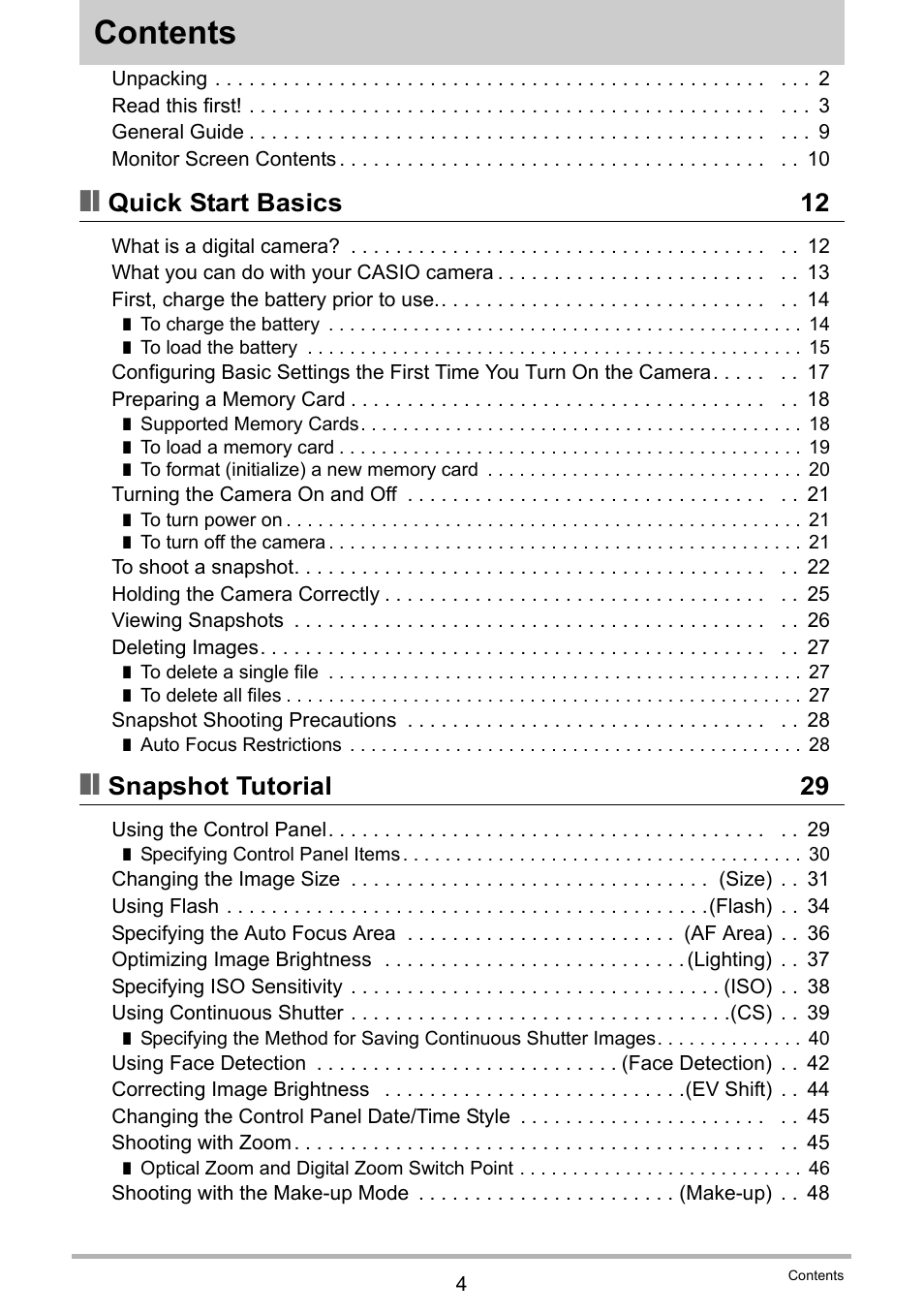 Casio EX-Z400  EN User Manual | Page 4 / 202