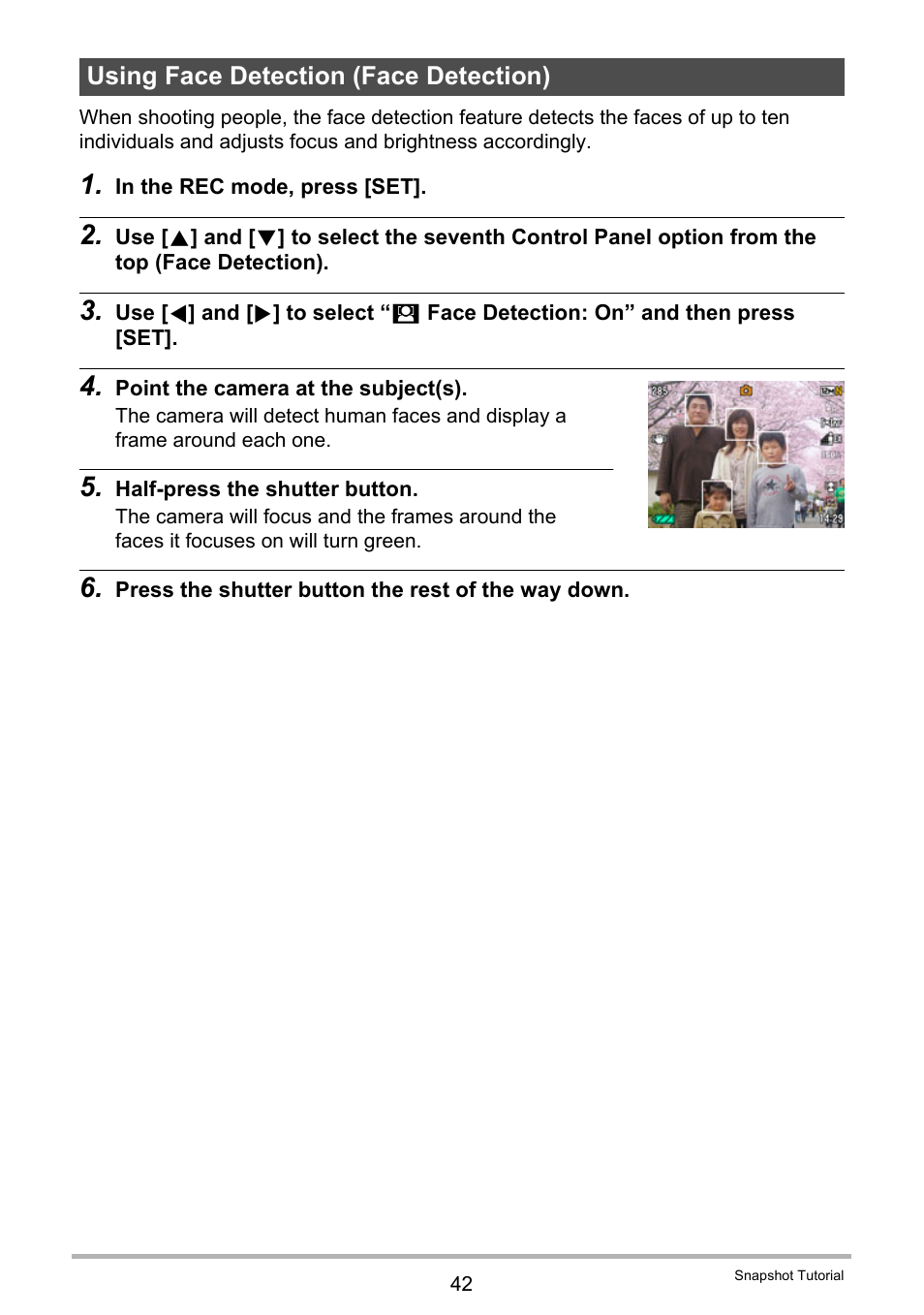 Using face detection (face detection) | Casio EX-Z400  EN User Manual | Page 42 / 202