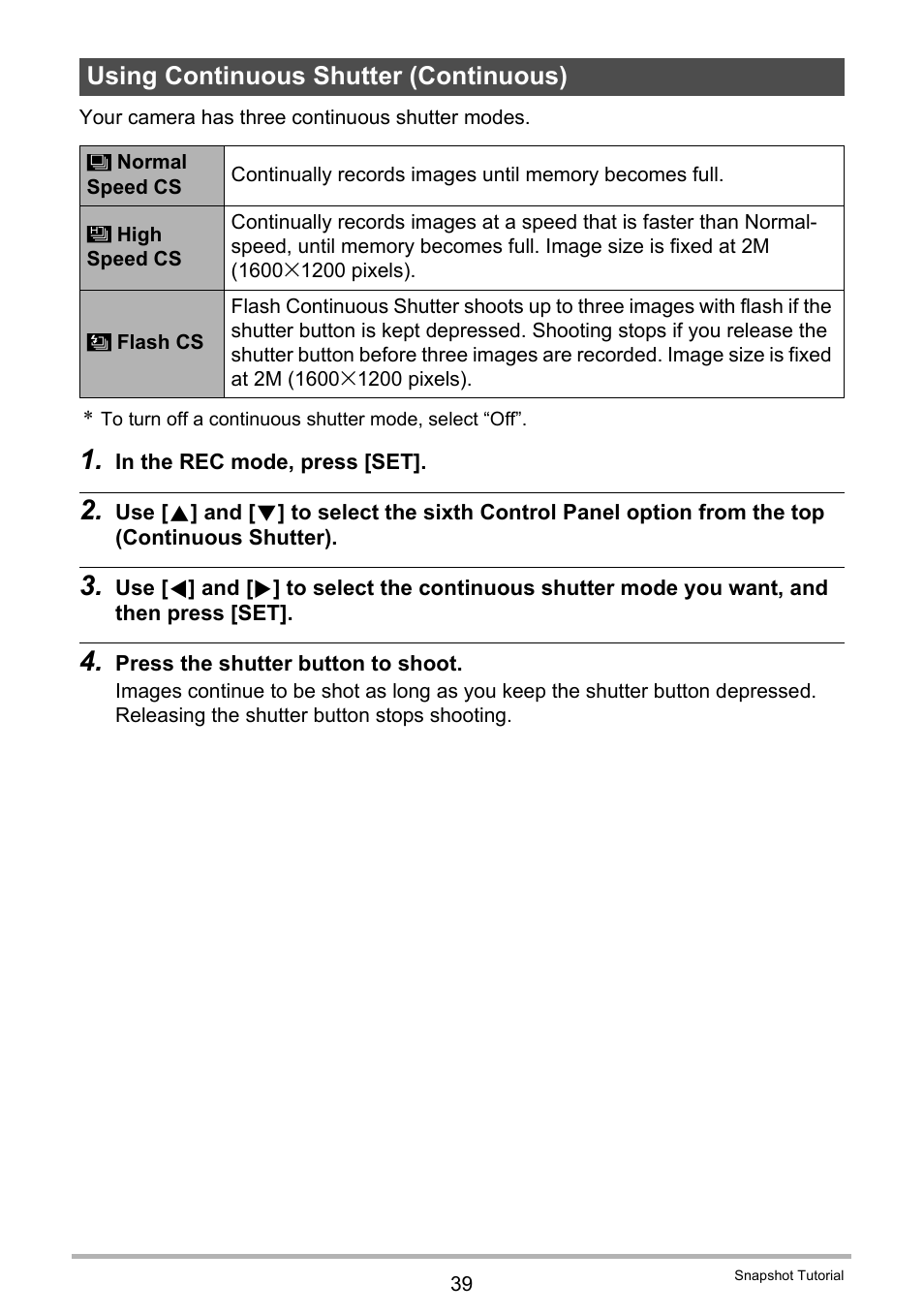 Using continuous shutter (continuous) | Casio EX-Z300 User Manual | Page 39 / 170