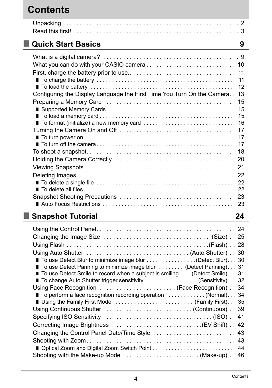 Casio EX-Z300 User Manual | Page 4 / 170