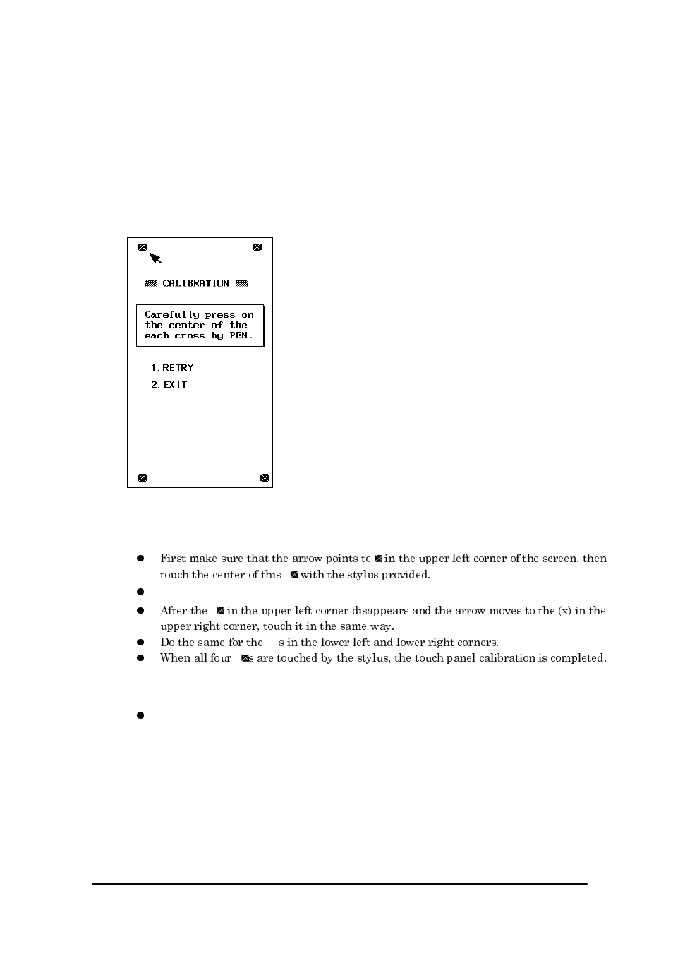 Touch panel calibration, 9 touch panel calibration | Casio IT-2000D User Manual | Page 62 / 224