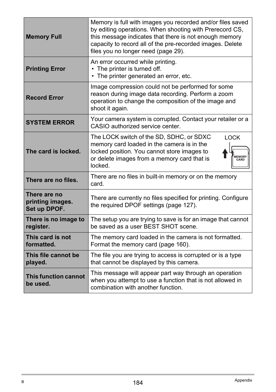 Casio EX-ZR10  EN User Manual | Page 184 / 199