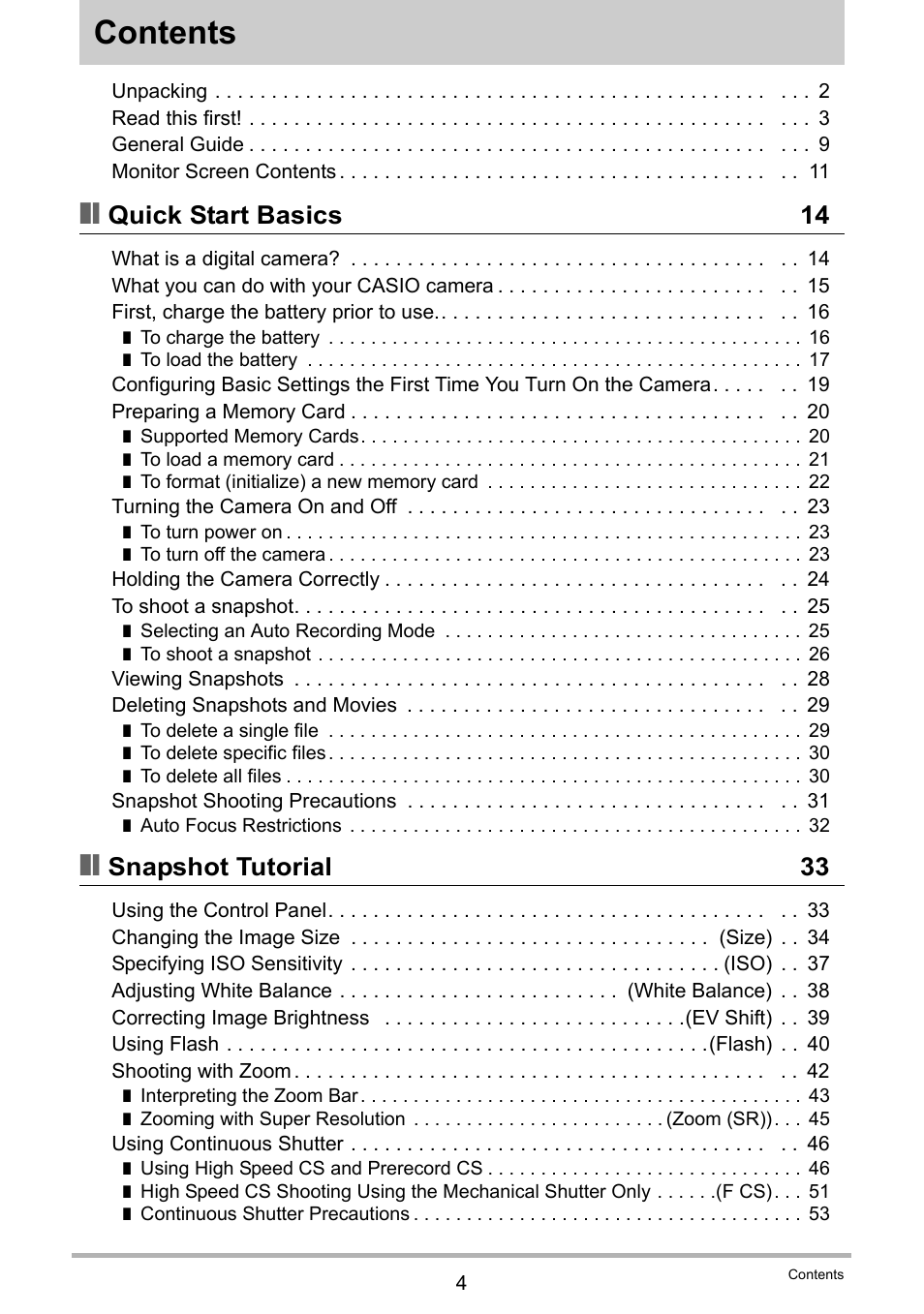 Casio EX-ZR10  EN User Manual | Page 4 / 199