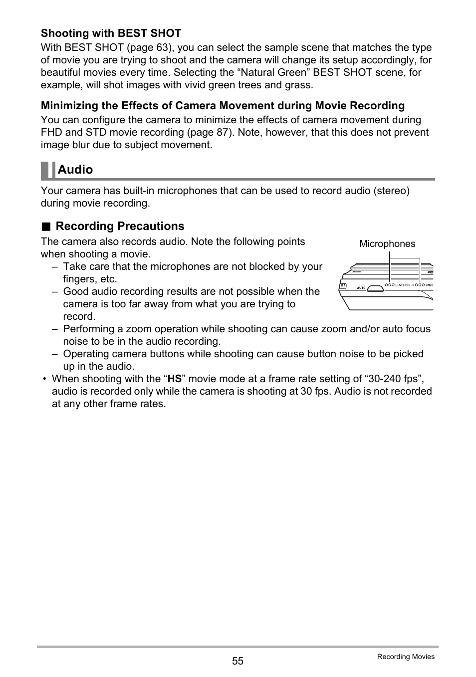 Audio | Casio EX-ZR10  EN User Manual | Page 55 / 199
