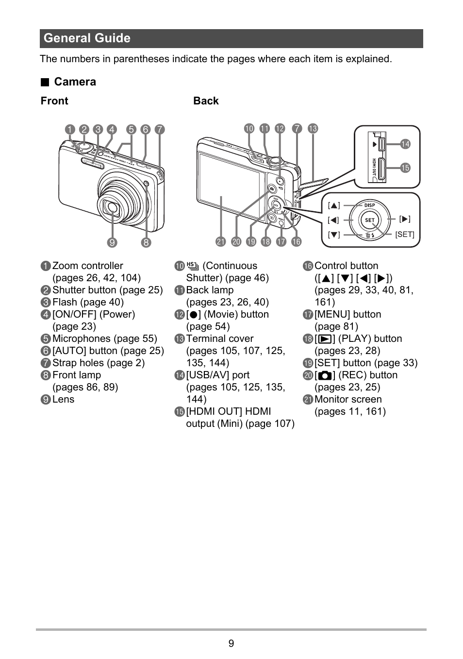 General guide | Casio EX-ZR10  EN User Manual | Page 9 / 199