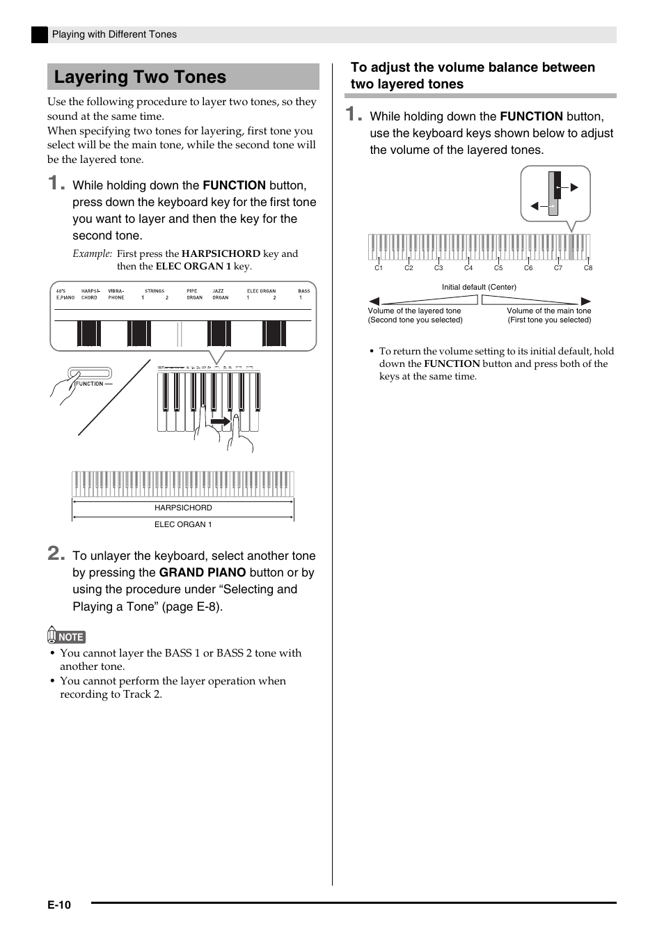 Layering two tones | Casio PX-750 User Manual | Page 12 / 42