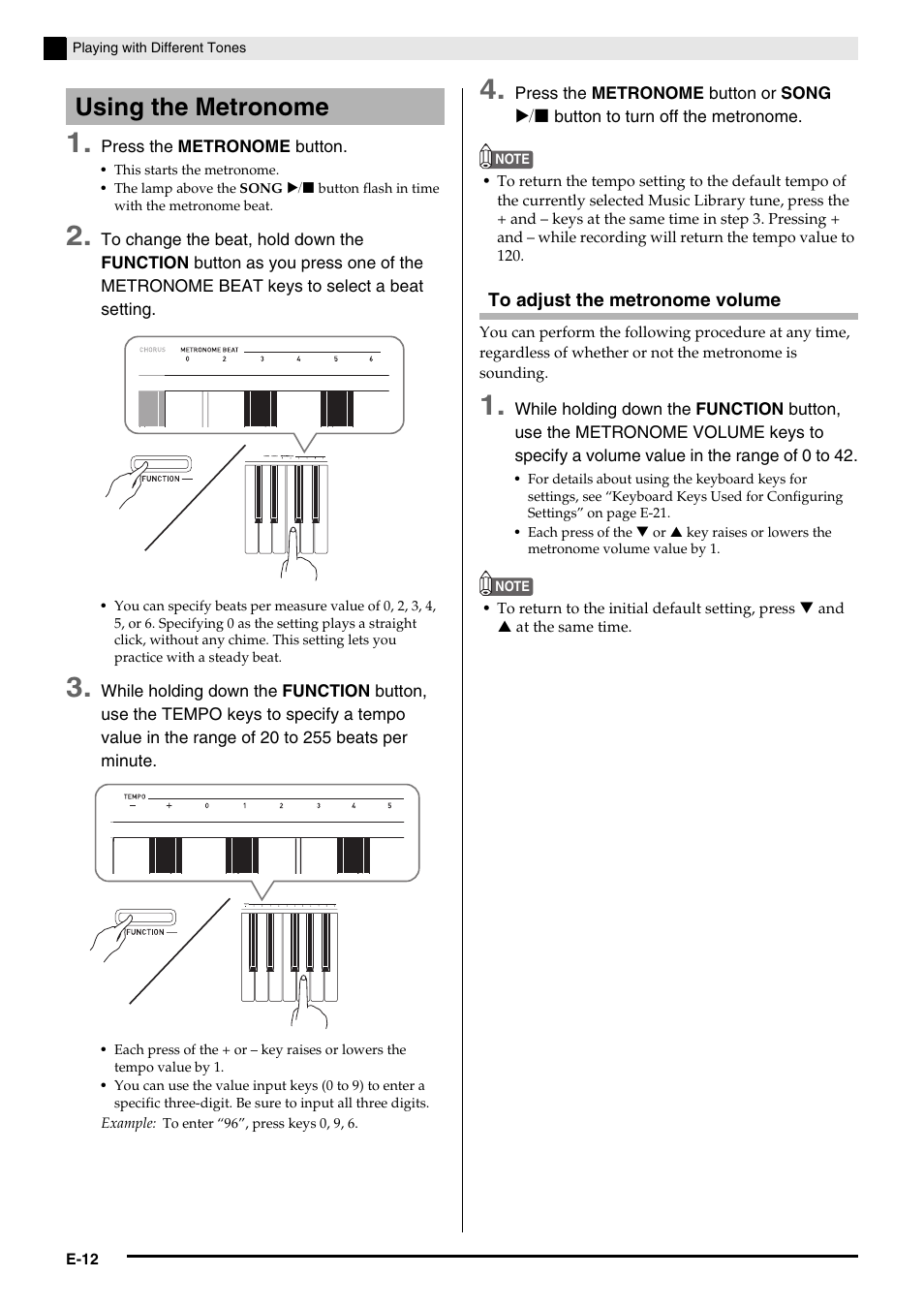Using the metronome | Casio PX-750 User Manual | Page 14 / 42
