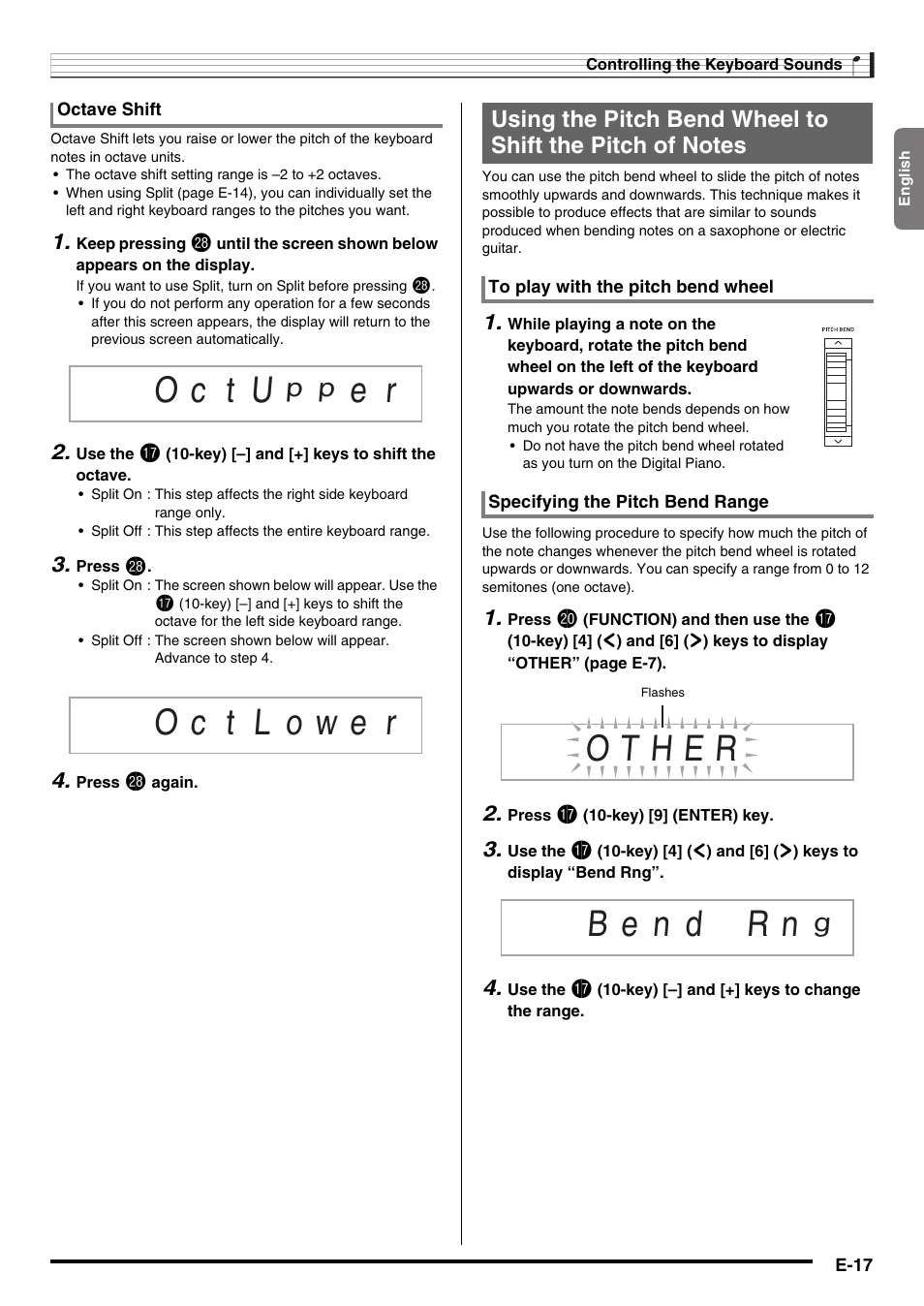 E-17, O c t u | Casio CDP-220R User Manual | Page 19 / 80