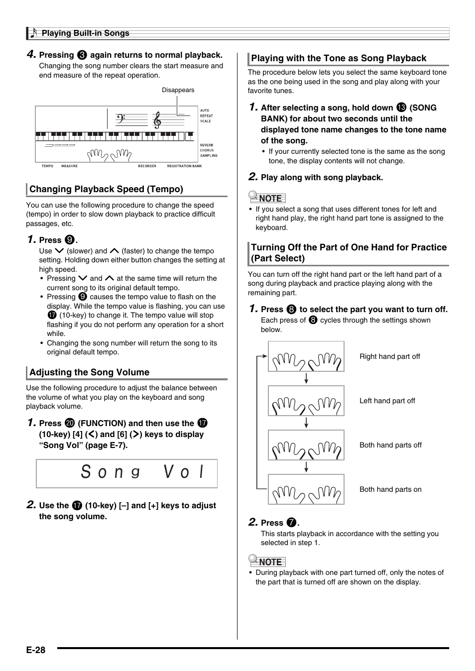 S o n, V o l | Casio CDP-220R User Manual | Page 30 / 80