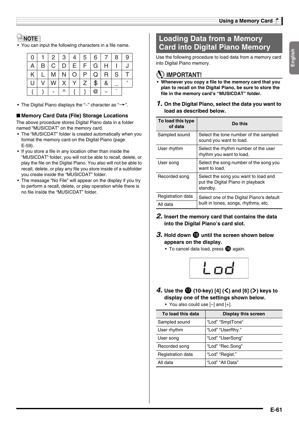 E-61) | Casio CDP-220R User Manual | Page 63 / 80