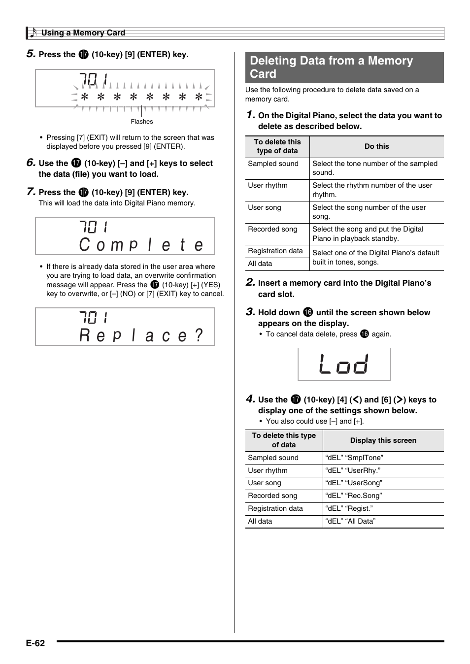 C o m, L a c e | Casio CDP-220R User Manual | Page 64 / 80