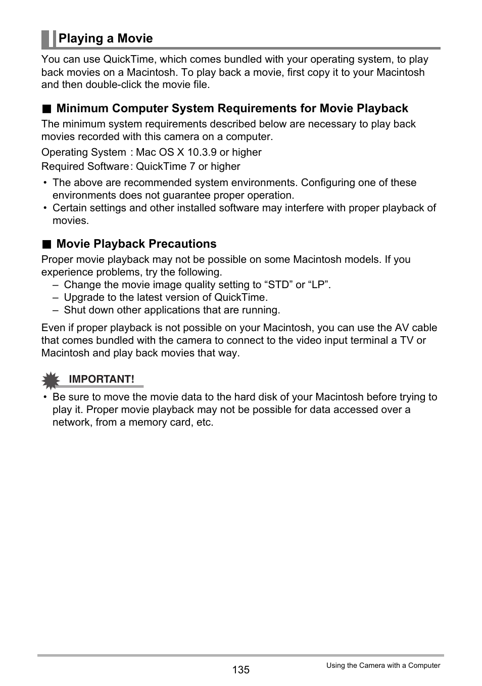 Playing a movie | Casio EX-Z280 User Manual | Page 135 / 194