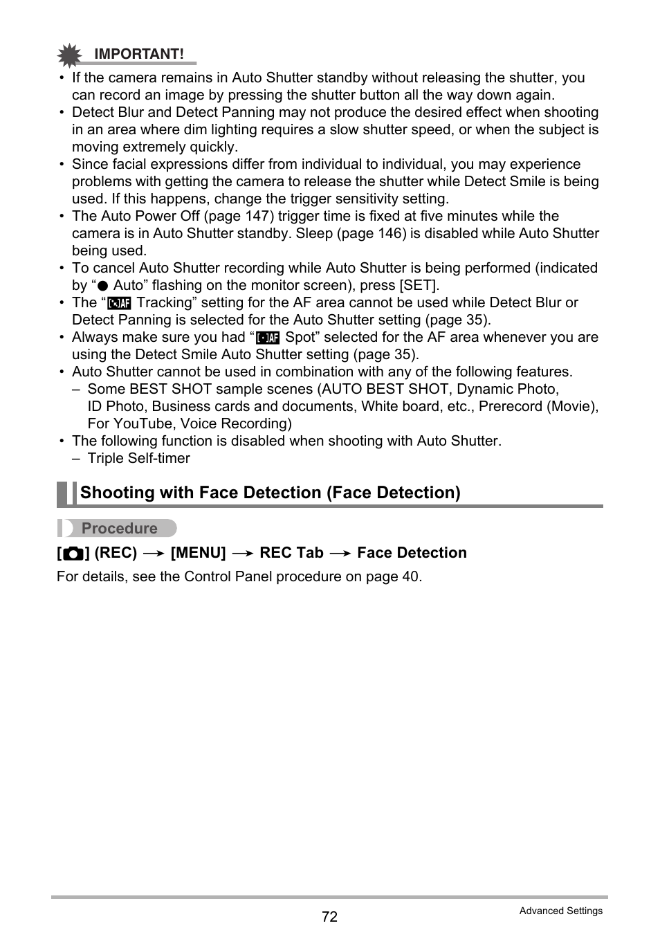 Shooting with face detection (face detection) | Casio EX-Z280 User Manual | Page 72 / 194