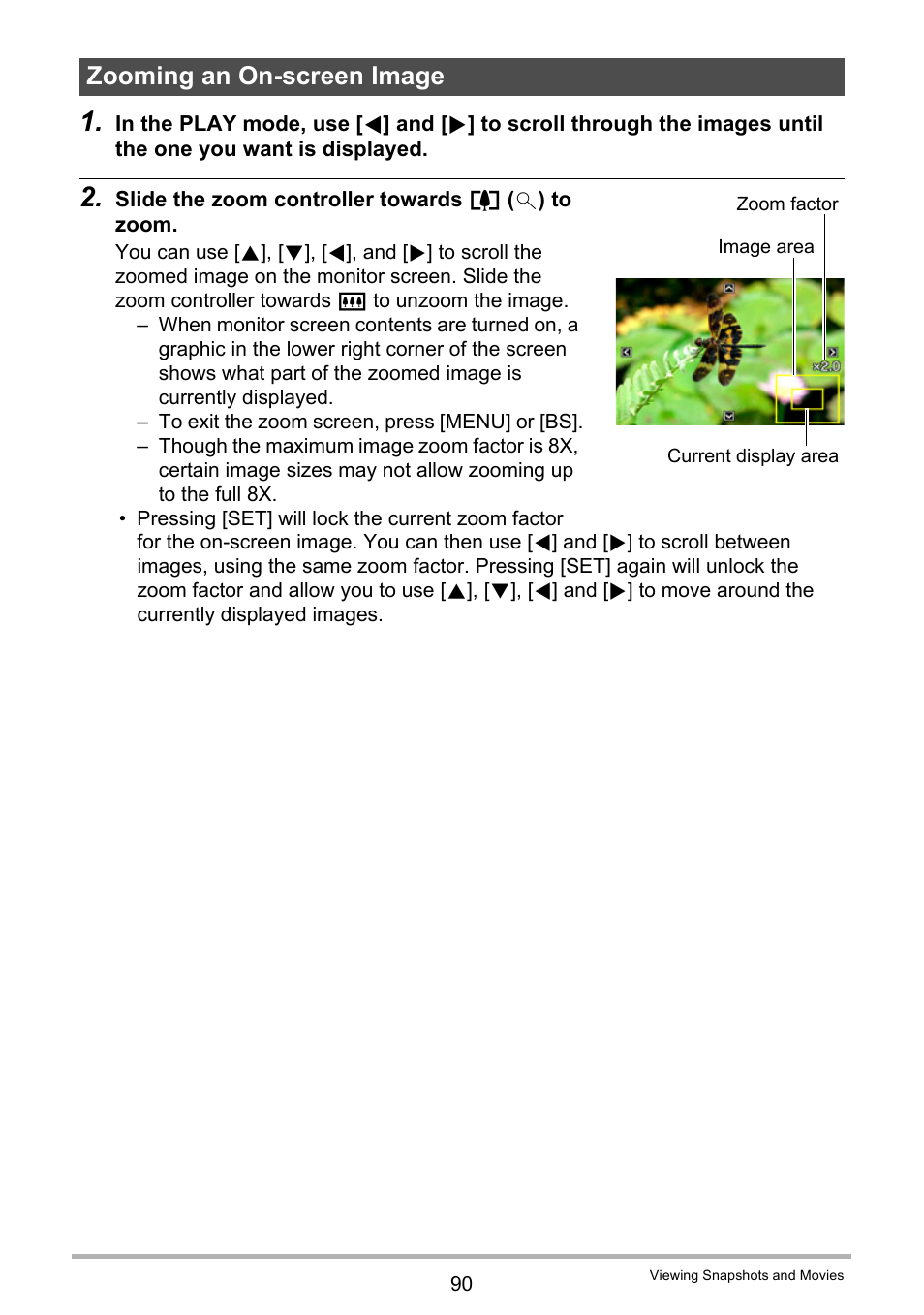 Zooming an on-screen image, 90). if you ar | Casio EX-Z280 User Manual | Page 90 / 194