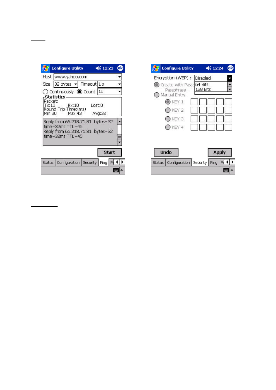 Ping, Security | Casio Version 3.20 User Manual | Page 15 / 20