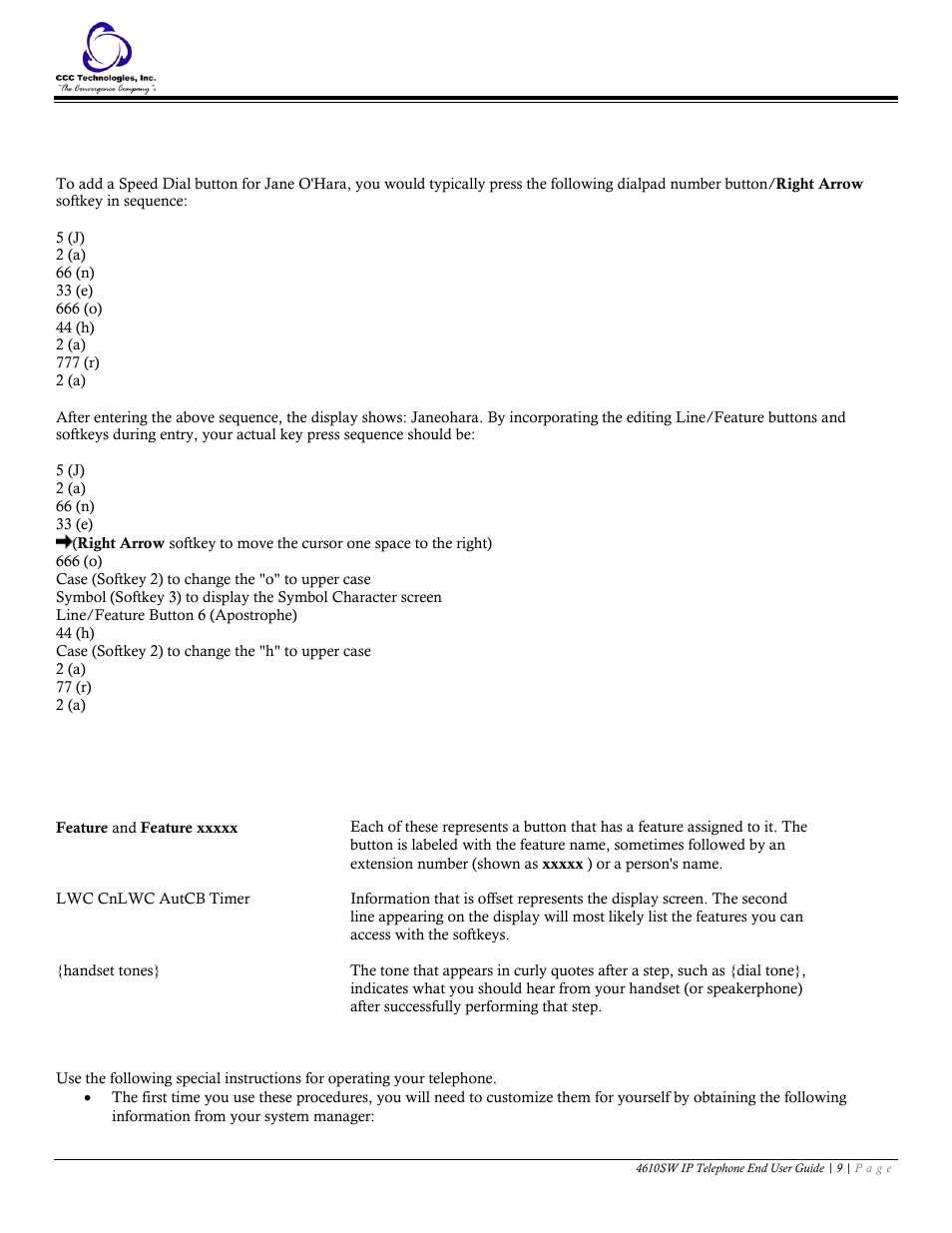 Name entry example, Conventions, Conventions used in the procedure descriptions | Avaya 4610SW User Manual | Page 9 / 24