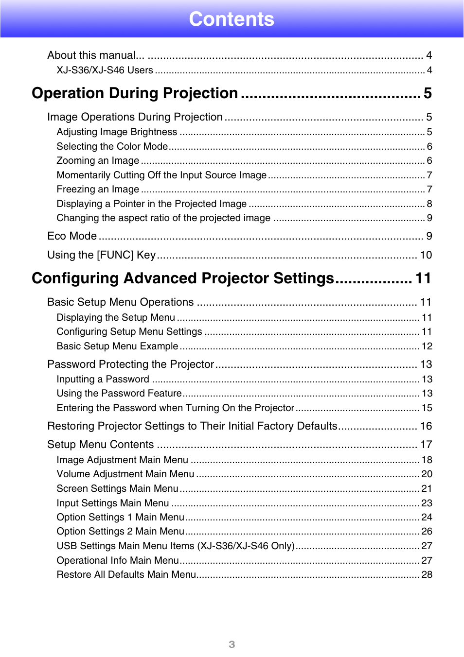 Casio XJ-S31 User Manual | Page 3 / 34