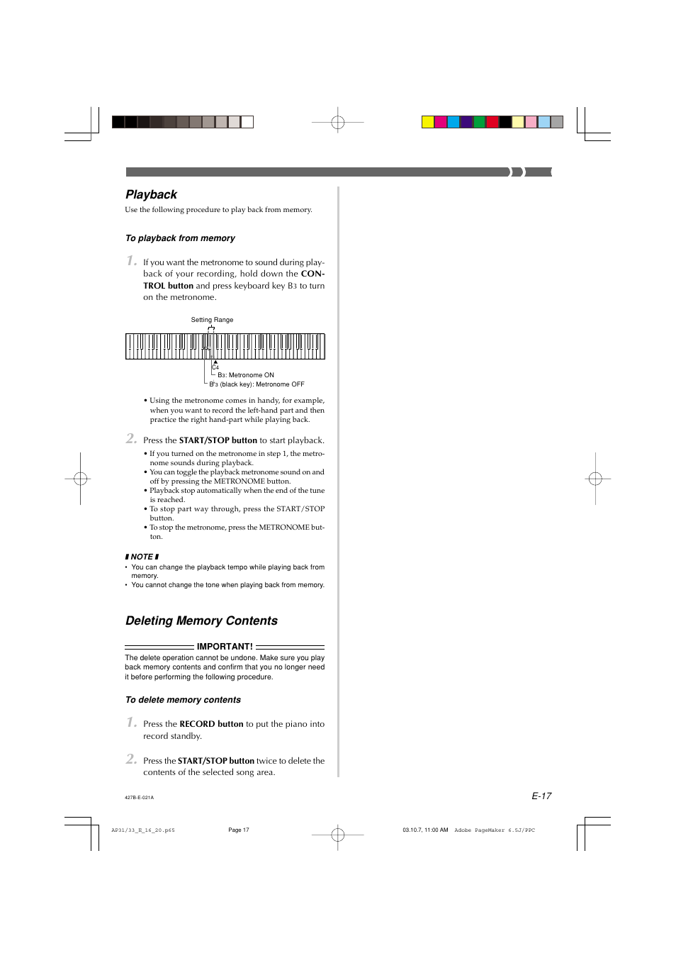 Playback | Casio CELVIANO AP-33V User Manual | Page 21 / 50