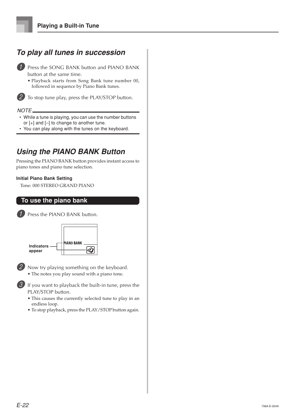 Using the piano bank button | Casio CTK800ES1A User Manual | Page 24 / 69